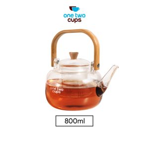 One Two Cups Teko Pitcher Gagang Kayu Glass Teapot Japanese Style - 8CV101-800ml
