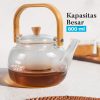 One Two Cups Teko Pitcher Gagang Kayu Glass Teapot Japanese Style - 8CV101-800ml