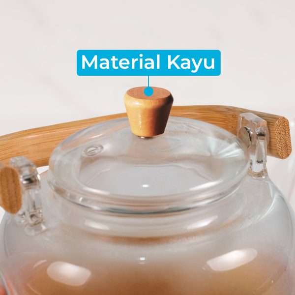 One Two Cups Teko Pitcher Gagang Kayu Glass Teapot Japanese Style - 8CV101-800ml