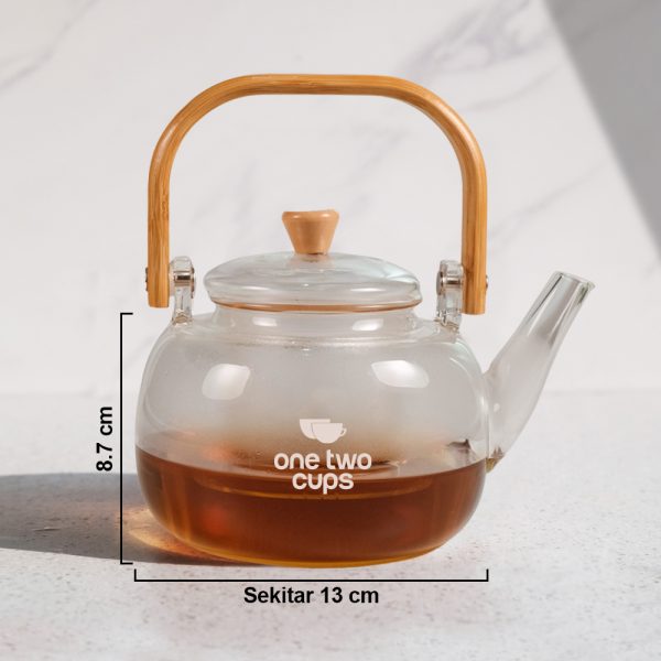 One Two Cups Teko Pitcher Gagang Kayu Glass Teapot Japanese Style - 8CV101-800ml