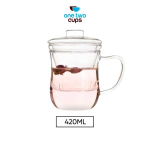 One Two Cups Cangkir Teh Tea Cup Heat Proof with Infuser Filter 420 ml