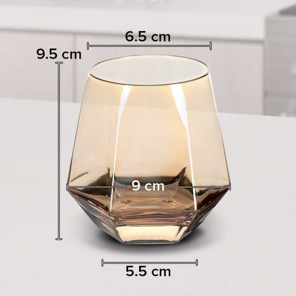 One Two Cups Gelas Minuman Diamond Crystal Borosilicate Glass 310ml - GW107-Gold