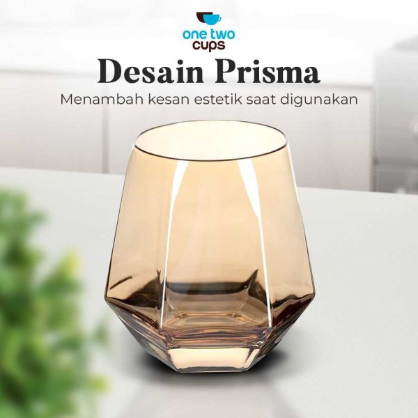 One Two Cups Gelas Minuman Diamond Crystal Borosilicate Glass 310ml - GW107-Gold