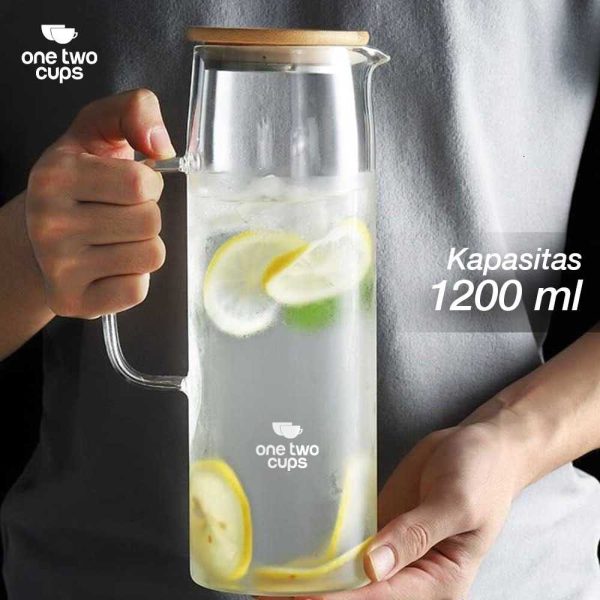 One Two Cups Teko Kaca Teh Pitcher Tahan Panas Api Borosilicate Glass - CW2366