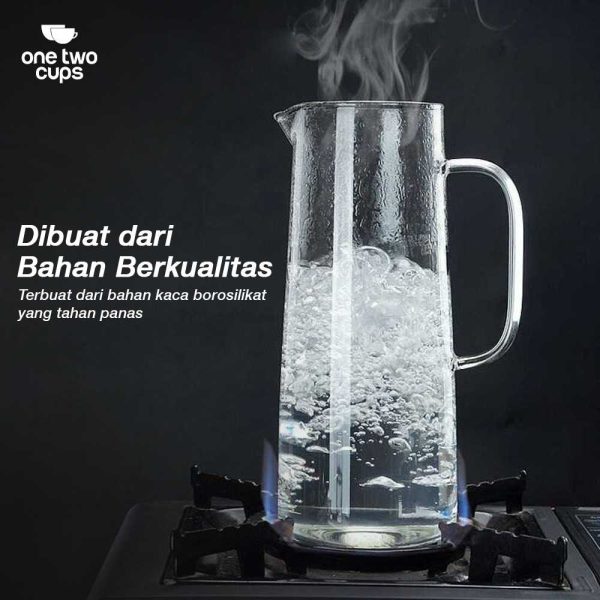 One Two Cups Teko Kaca Teh Pitcher Tahan Panas Api Borosilicate Glass - CW2366