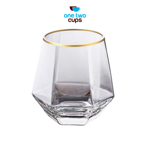 One Two Cups Gelas Minuman Diamond Crystal Borosilicate Glass 310ml - GW107-Transparant