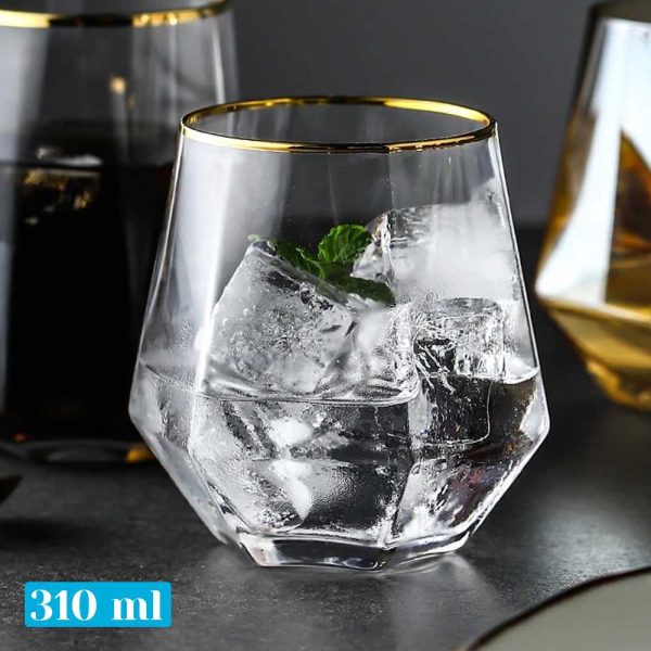 One Two Cups Gelas Minuman Diamond Crystal Borosilicate Glass 310ml - GW107-Transparant
