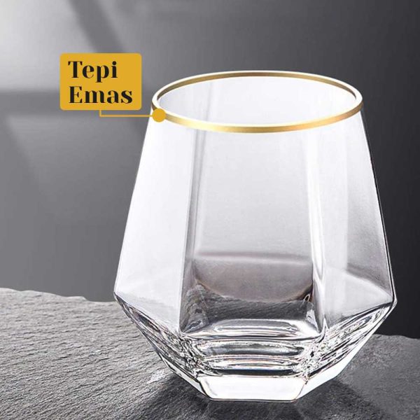 One Two Cups Gelas Minuman Diamond Crystal Borosilicate Glass 310ml - GW107-Transparant