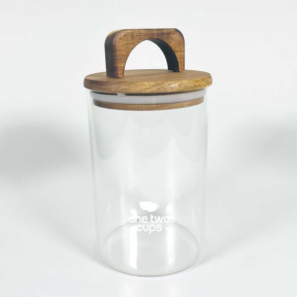 One Two Cups Toples Kaca Kedap Udara Sealed Food Storage Jar Wood Lid - CF170