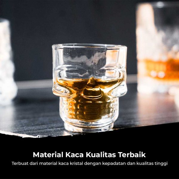 One Two Cups Gelas Whisky Skull Head Crystal Rock Glass - M50