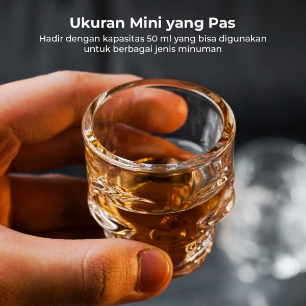 One Two Cups Gelas Whisky Skull Head Crystal Rock Glass - M50