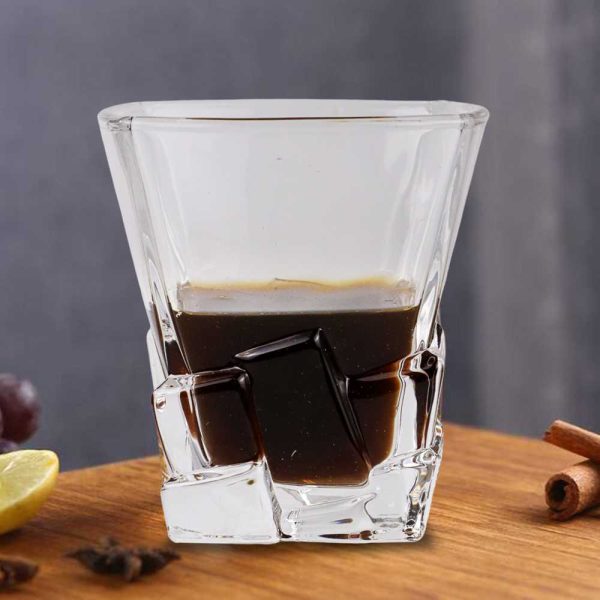 One Two Cups Gelas Whisky Crystal Cube Cut Rock Glass 285ml - YJ101