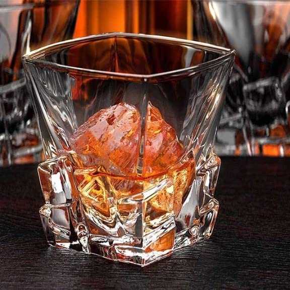 One Two Cups Gelas Whisky Crystal Cube Cut Rock Glass 285ml - YJ101