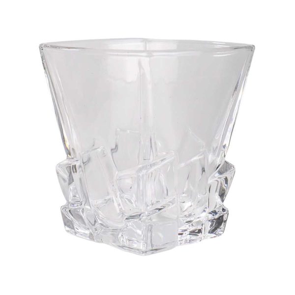 One Two Cups Gelas Whisky Crystal Cube Cut Rock Glass 285ml - YJ101