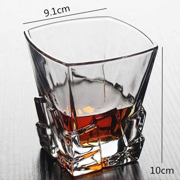 One Two Cups Gelas Whisky Crystal Cube Cut Rock Glass 285ml - YJ101