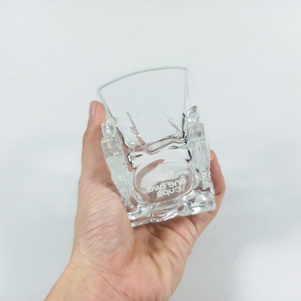 One Two Cups Gelas Whisky Crystal Cube Cut Rock Glass 285ml - YJ101