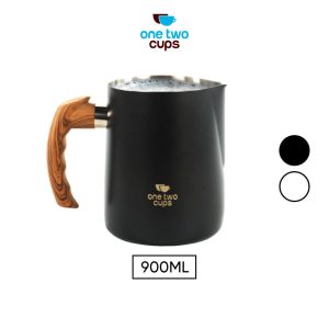 One Two Cups Gelas Milk Jug Latte Art Stainless Steel with Scale 900ML - LS9