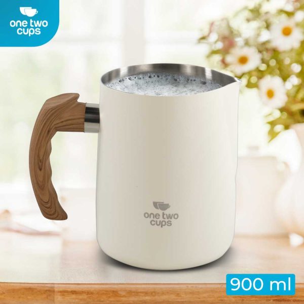 One Two Cups Gelas Milk Jug Latte Art Stainless Steel with Scale 900ML - LS9