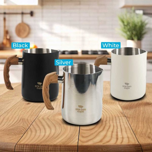 One Two Cups Gelas Milk Jug Latte Art Stainless Steel with Scale 900ML - LS9