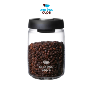 One Two Cups Toples Kaca Biji Kopi Coffee Beans Vacuum Sealed Lid - SE41 - Hitam