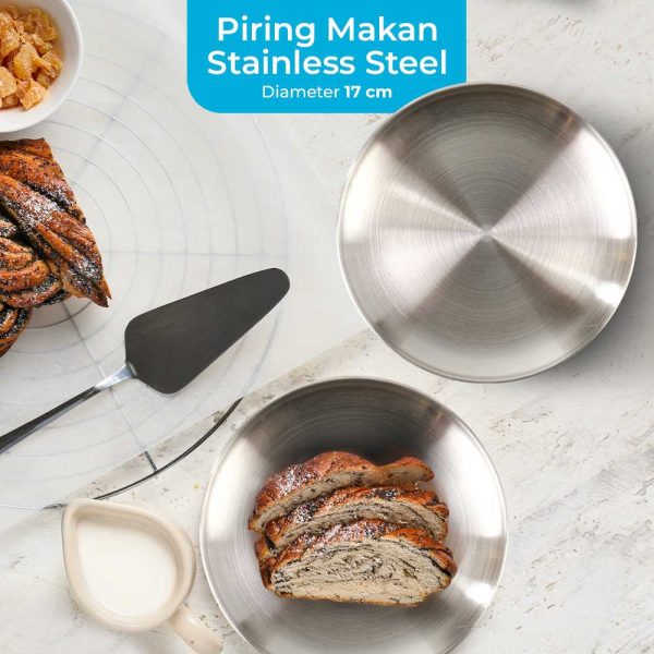 One Two Cups Piring Makan Stainless Steel Sultan Plate European Style - ST201