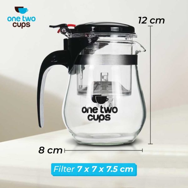 One Two Cups Teko Teh Kopi Kaca Tahan Panas dengan Saringan Pitcher - K1
