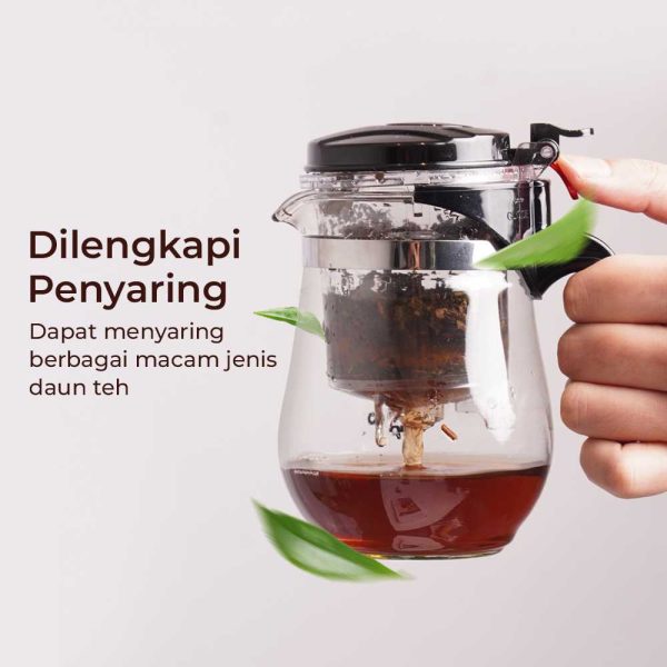 One Two Cups Teko Kaca Teh Kopi Pitcher Borosilikat dengan Saringan - TP-758