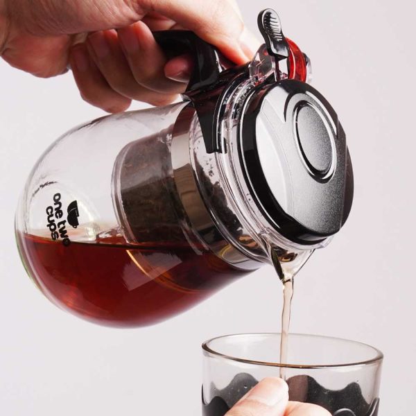 One Two Cups Teko Kaca Teh Kopi Pitcher Borosilikat dengan Saringan - TP-758
