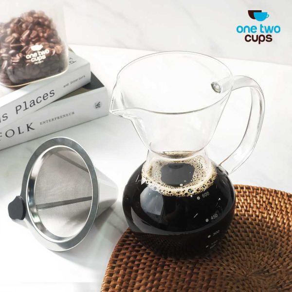 One Two Cups Coffee Server Chemex Drip Pour Over with Filter - KT