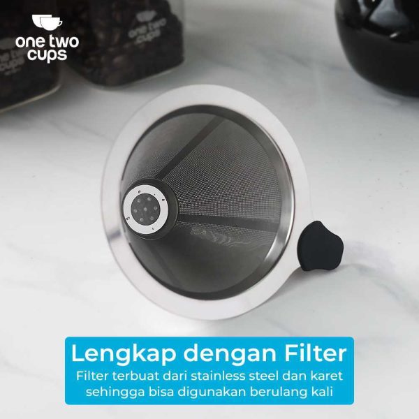 One Two Cups Coffee Server Chemex Drip Pour Over with Filter - KT