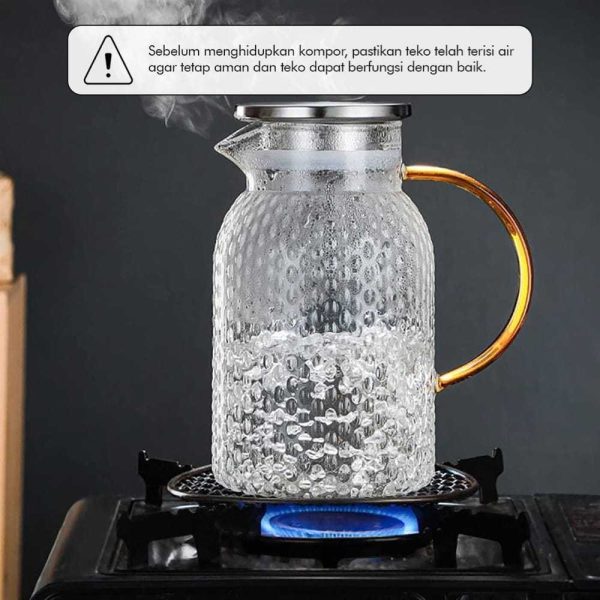 One Two Cups Teko Teh Kaca Tahan Panas Api Borosilicate Glass Pitcher - BR-11