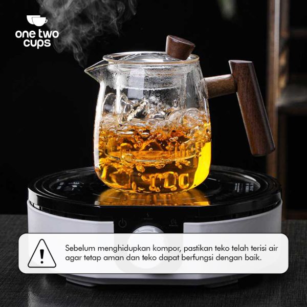 One Two Cups HMLOVE Teko Teh Kaca dengan Saringan Glass Teapot 480ml - HM4