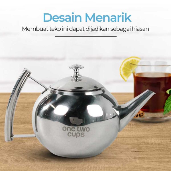 One Two Cups Teko Teh Kettle Pot 1 Liter with Filter - A2- silver