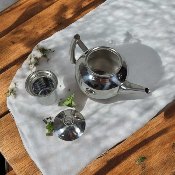 One Two Cups Teko Teh Kettle Pot 1 Liter with Filter - A2- silver