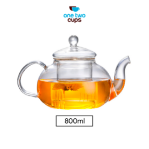One Two Cups Teko Teh Kaca Tahan Panas dengan Saringan Teapot 800ml - 8CV102