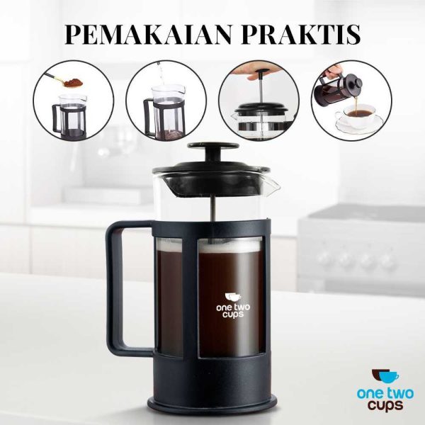 One Two Cups French Press Plunger Coffee Maker Pot - FN35-600ML