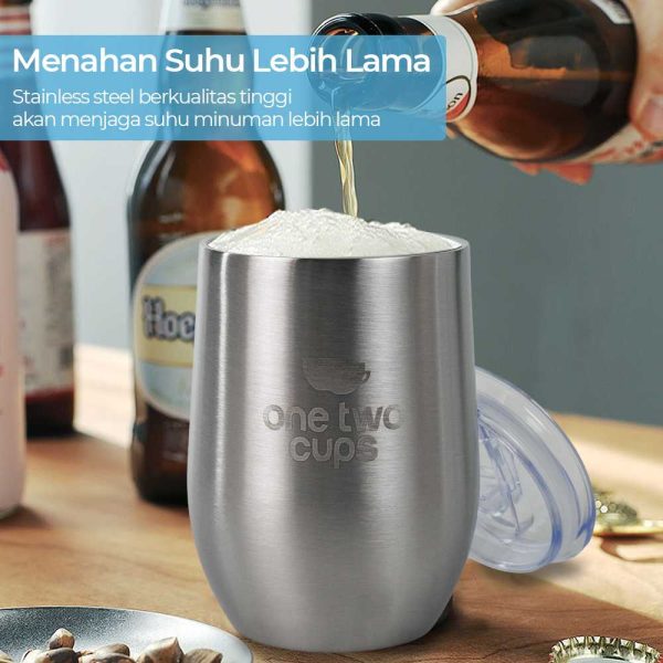 One Two Cups Gelas Tumbler Kopi Mug Egg Shaped Stainless Steel 350ml - TR-321