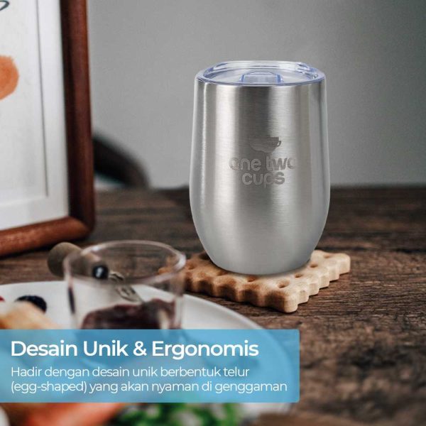 One Two Cups Gelas Tumbler Kopi Mug Egg Shaped Stainless Steel 350ml - TR-321