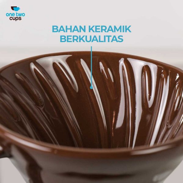 One Two Cups Filter Penyaring Kopi V60 Glass Coffee Filter Dripper - ZM00639 - Coklat