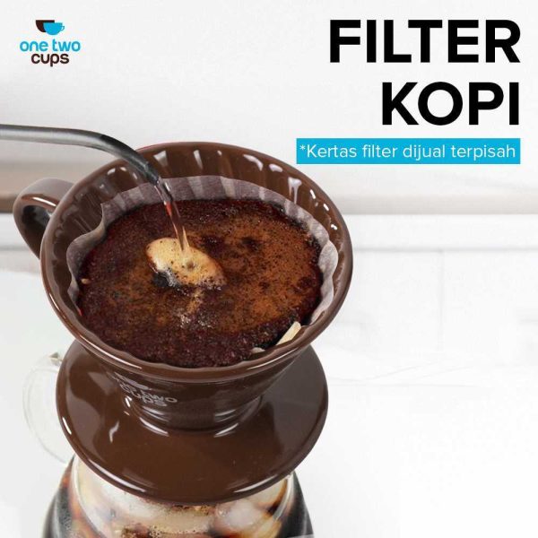 One Two Cups Filter Penyaring Kopi V60 Glass Coffee Filter Dripper - ZM00639 - Coklat