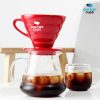 One Two Cups Filter Penyaring Kopi V60 Glass Coffee Filter Dripper - ZM00639 - Merah