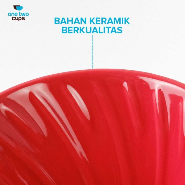 One Two Cups Filter Penyaring Kopi V60 Glass Coffee Filter Dripper - ZM00639 - Merah