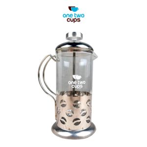One Two Cups French Press Coffee Maker Pot Bean Pattern 350ml
