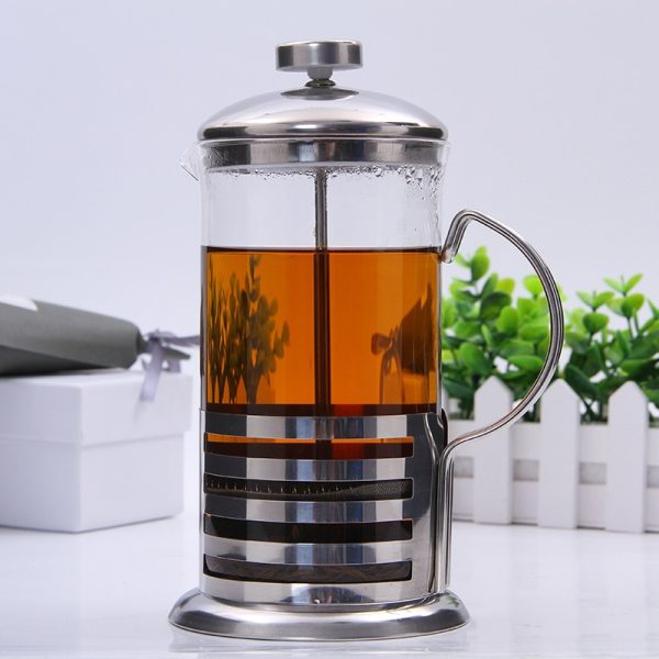One Two Cups French Press Coffee Maker Pot Bean Pattern 350ml