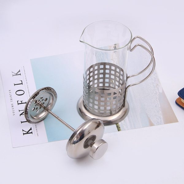 One Two Cups French Press Coffee Maker Pot Bean Pattern 350ml