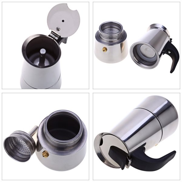 One Two Cups Coffee Maker Moka Pot Teko Stovetop Filter 200ml 4 Cup