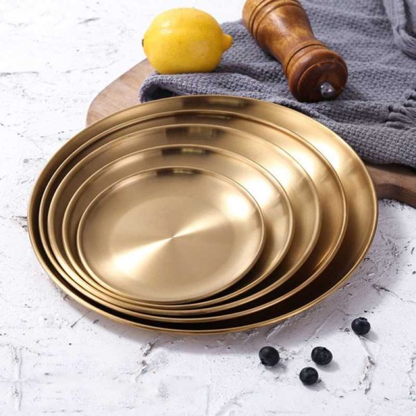 One Two Cups Piring Makan European Style Stainless Steel 17cm