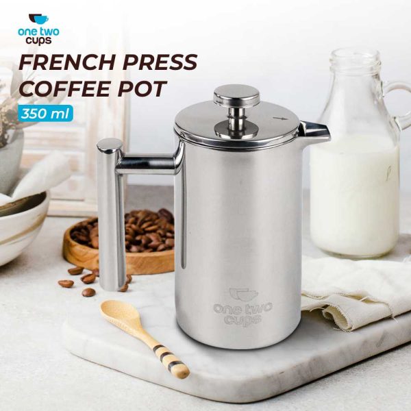 One Two Cups Teko Pot Coffee Maker French Press Stainless Steel 350ml