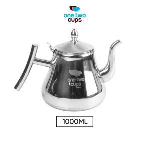 One Two Cups Teko Teh Teapot 1L Stainless Steel dengan Filter Gold atau Silver