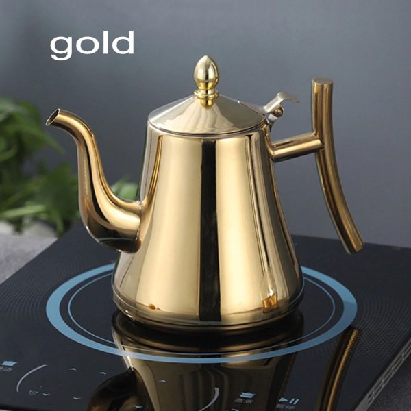 One Two Cups Teko Teh Teapot 1L Stainless Steel dengan Filter Gold atau Silver